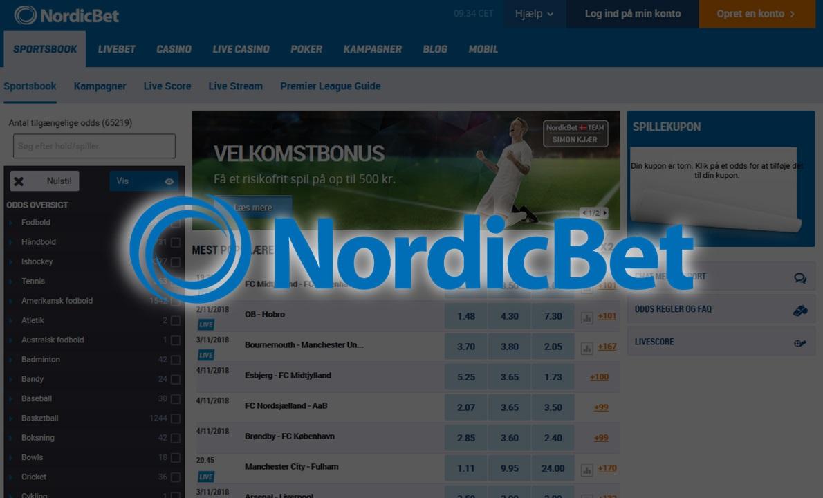 NordicBet hjemmeside