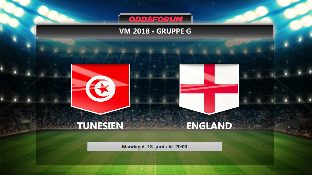 Tunesien - England odds: VM 2018 optakt med startopstillinger og livestream