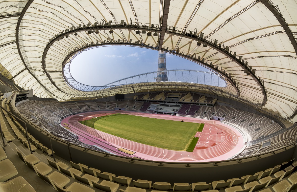 Khalifa International Stadium set indefra