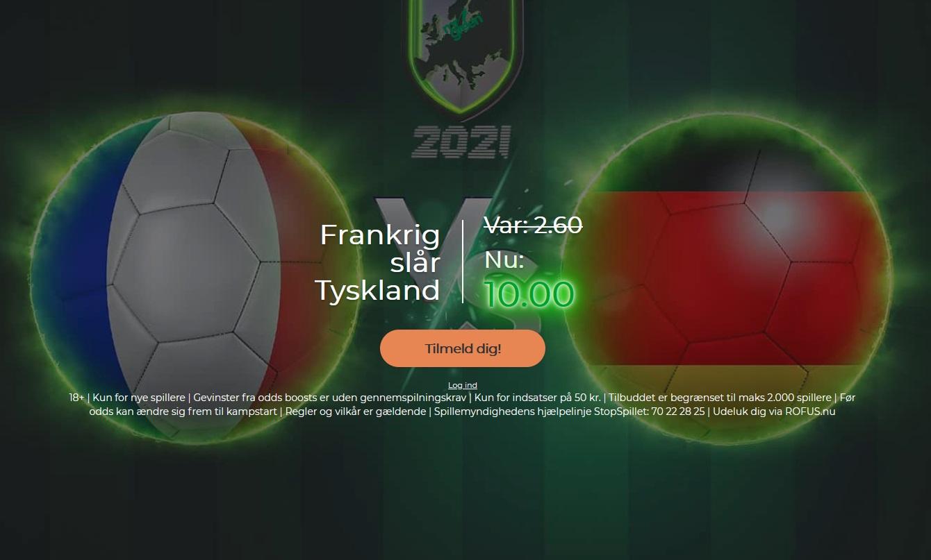Frankrig til odds 10 mod tyskland em 2020