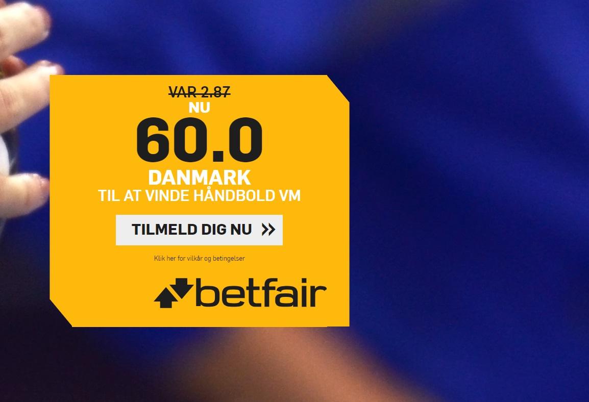 Tilbud: Få odds 60.00 på Danmark som vindere af VM i håndbold 2019