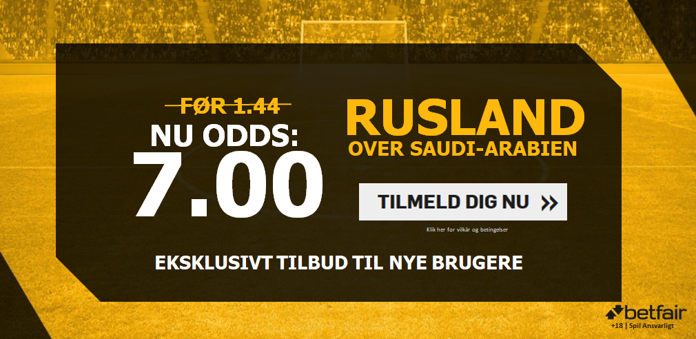 VM 2018 Tilbud: Få odds 7.00 på Rusland mod Saudi-Arabien