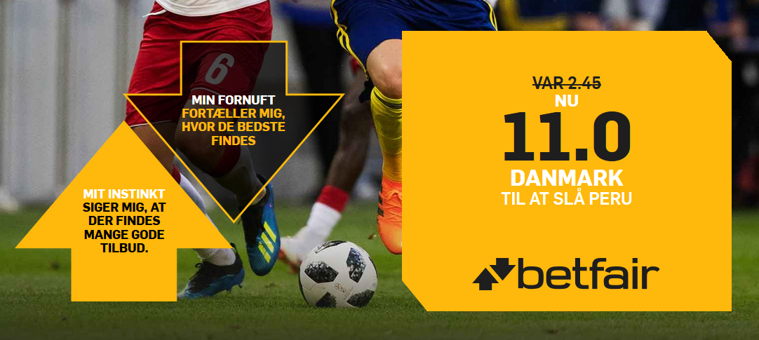 Odds 11.00 på Danmark mod Peru hos Betfair