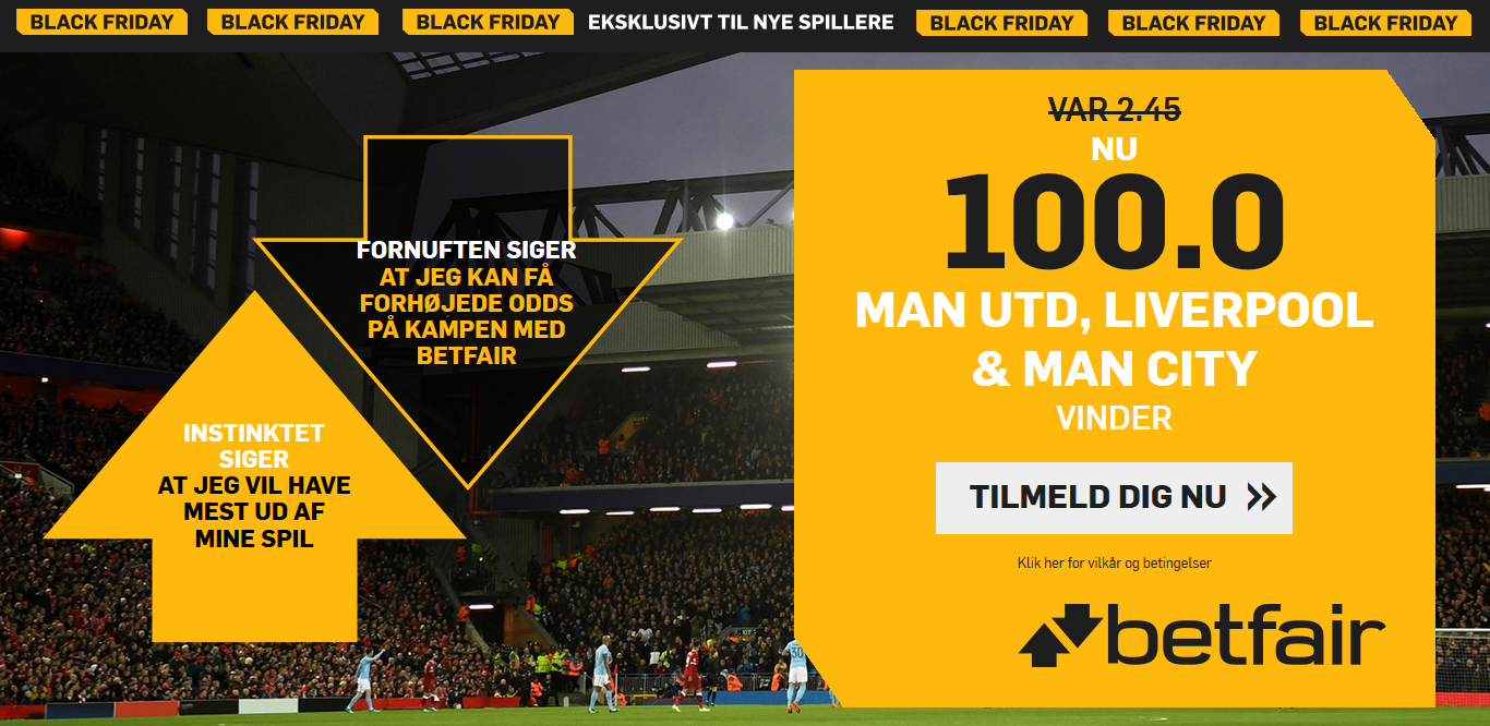 BLACK FRIDAY odds tilbud: Man United, Man City og Liverpool-sejre til odds 100.00