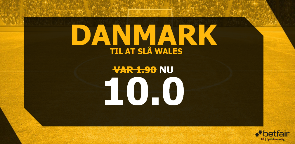 Bookmaker Tilbud: Odds 10.00 på Danmark mod Wales