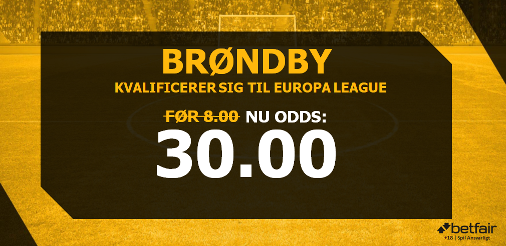 Brøndby Europa League gruppe kvalifikation - odds 30.00