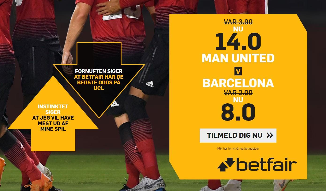 Tilbud: Få odds 14.00 på Man United eller odds 8.00 på Barcelona