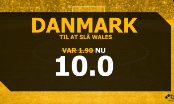 Bookmaker Tilbud: Odds 10.00 på Danmark mod Wales