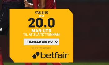 Tottenham - Manchester United tilbud: Få odds 20.00 på United til at slå Spurs