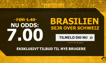 Få odds 7.00 på Brasilien-sejr mod Schweiz - VM 2018 Tilbud